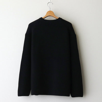 SOLID WOOL RIB CREW NECK #BLACK [BN-24FM-042]