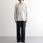 ORIGINAL PRINTED OPEN COLLAR SHIRTS (ANIMAL DRAWING) Long-sleeve #IVORY [261OJ-SH18]