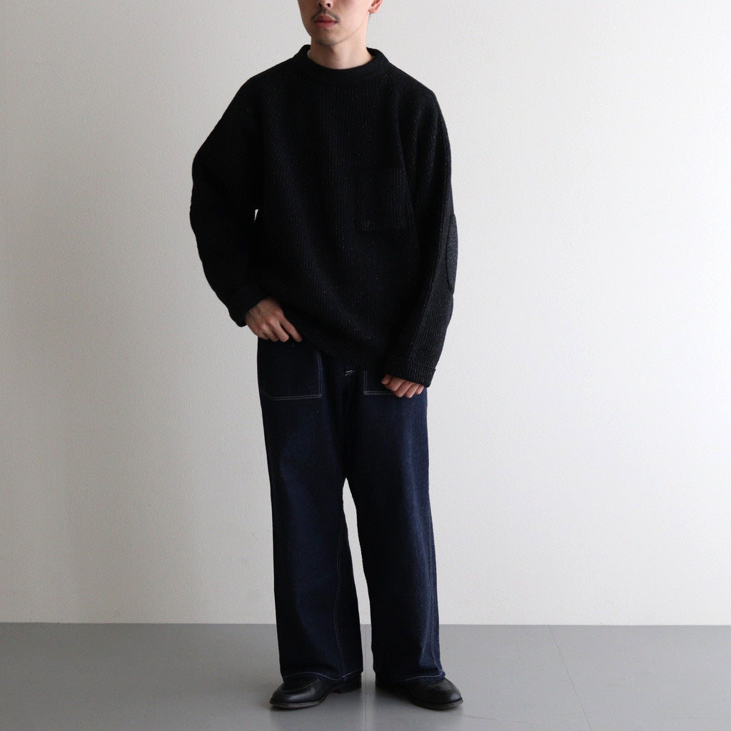 SILK NEP WOOL MOCK-NECK SWEATER #ONYX BLACK [242OJ-KN04]