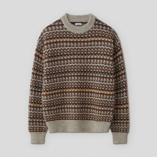 FAIR ISLE SWEATER #BEIGE [PMAS-KN05]