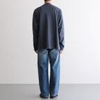 OPEN END COTTON PIGMENT DYE HENRY NECK P/O #120 NAVY [17052 66024]