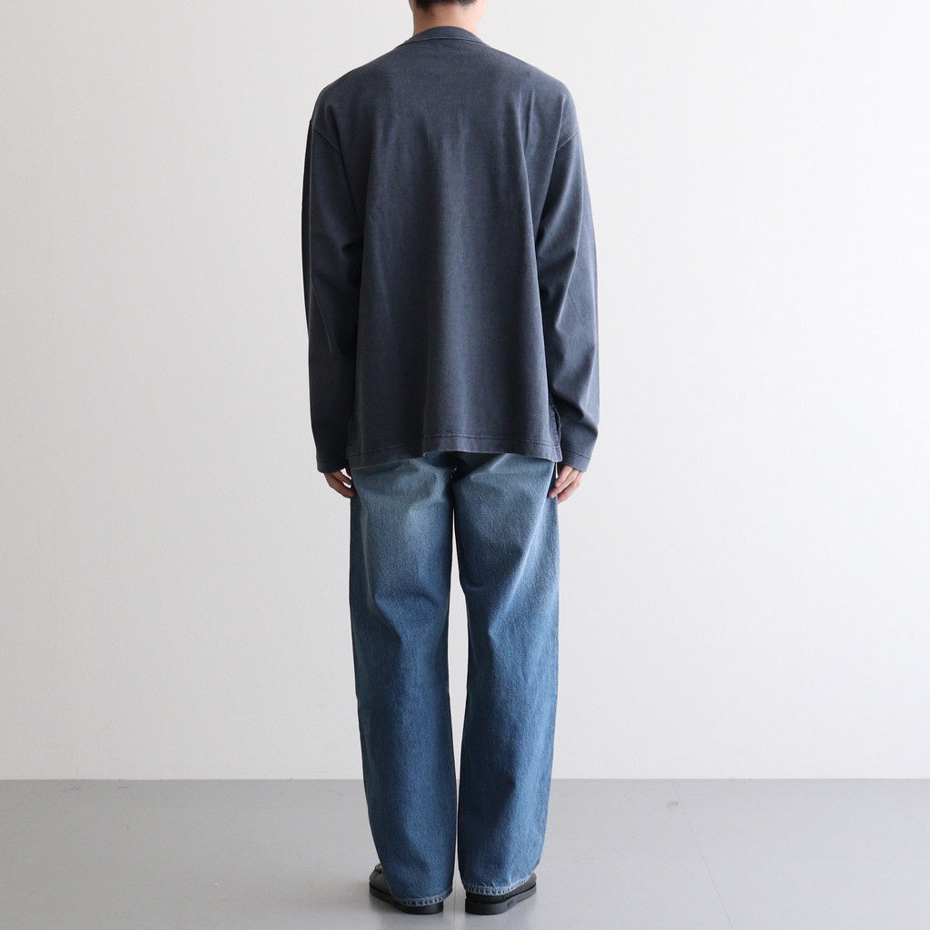 OPEN END COTTON PIGMENT DYE HENRY NECK P/O #120 NAVY [17052 66024]