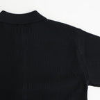 SOLID WOOL RIB POLO ZIP UP CARDIGAN #BLACK [BN-25FM-044]