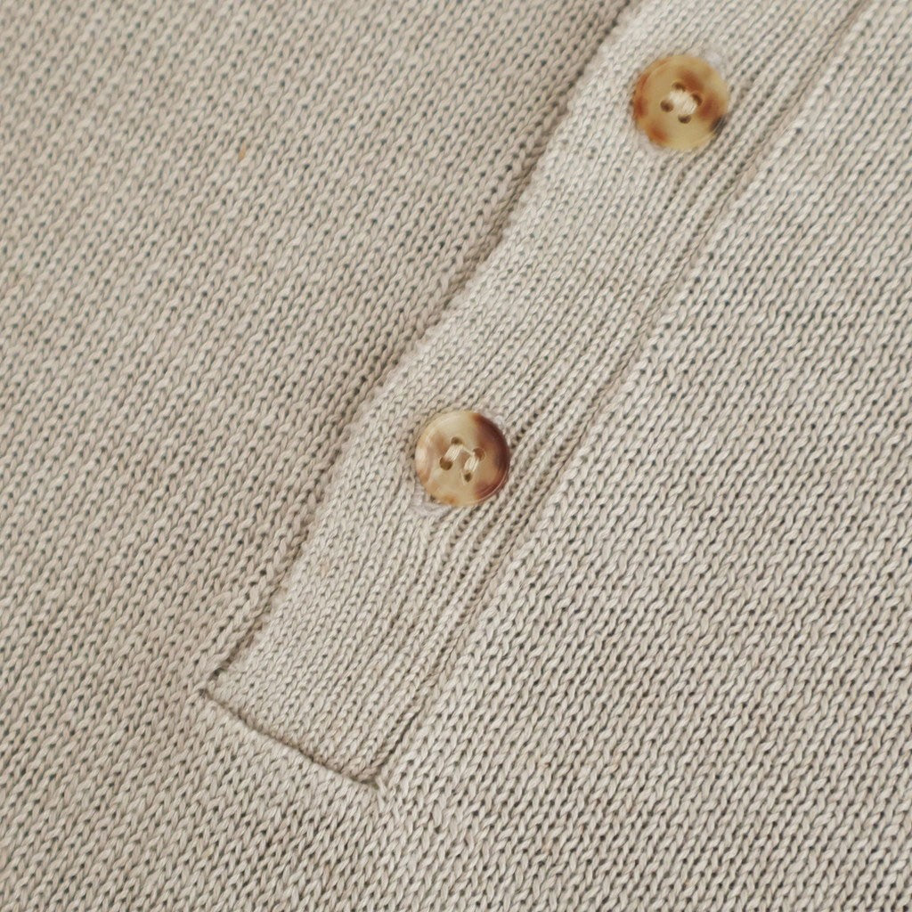 WASHED HIGH COUNT LINEN POLO #NATURAL [BN-26SM-022]