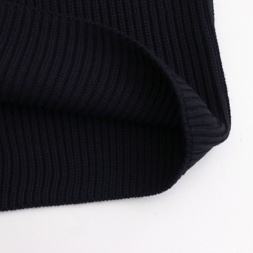 SOLID WOOL RIB CREW NECK #NAVY [BN-24FM-042]