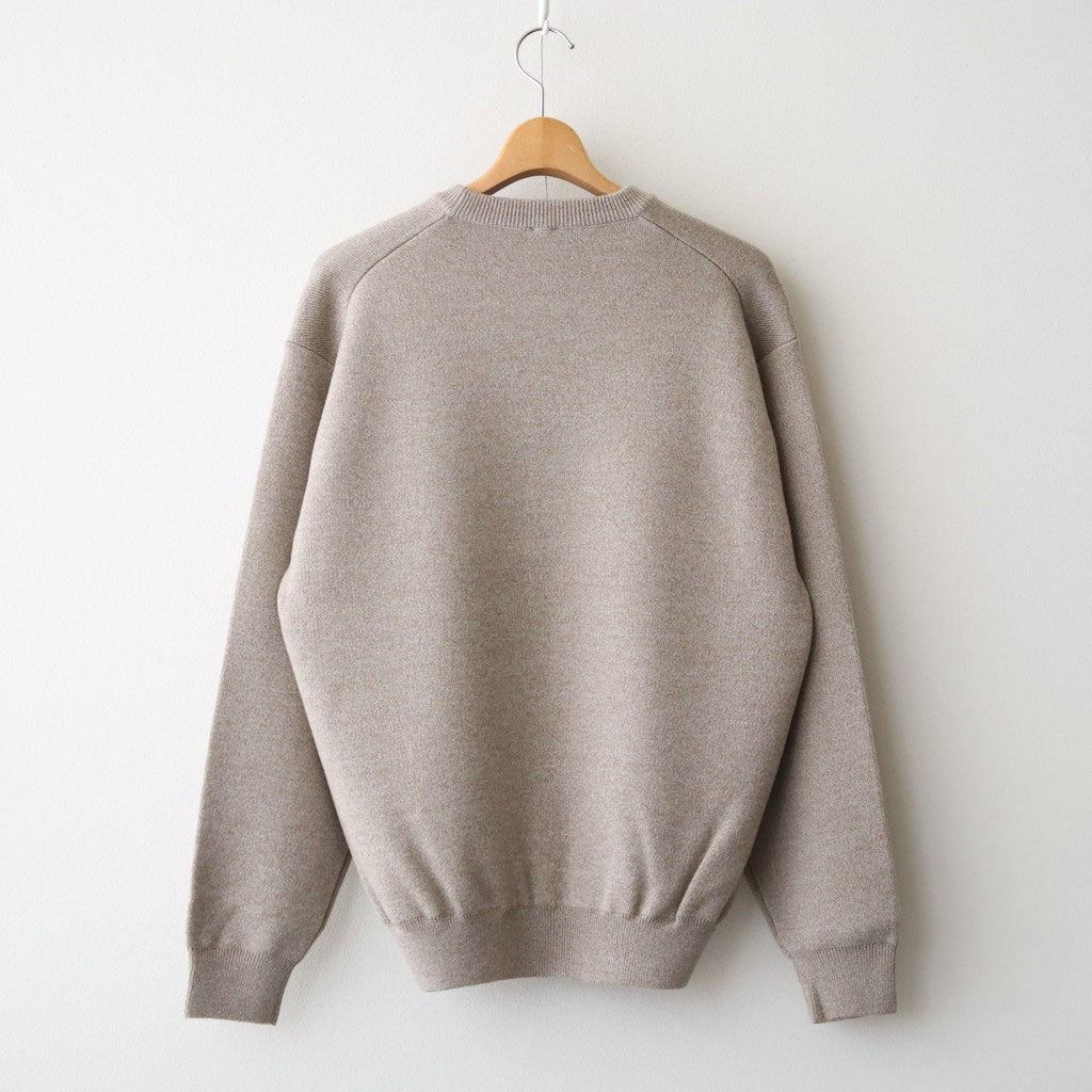 SOLID WOOL SMOOTH CREW NECK #IVORY×BEIGE [BN-26FM-056]