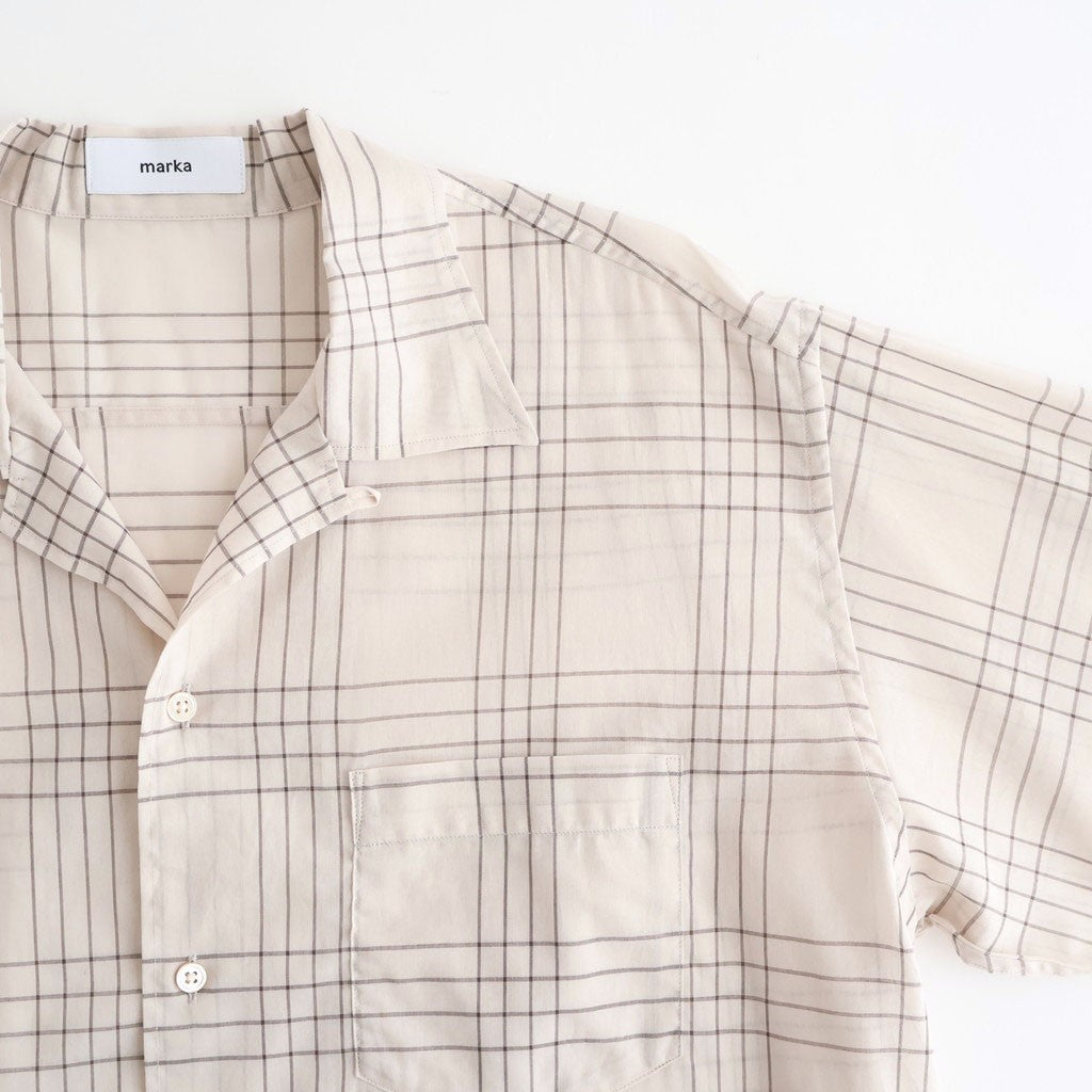 OPEN COLLAR L/S SHIRT #IVORY CHECK [M26A18SH01C]