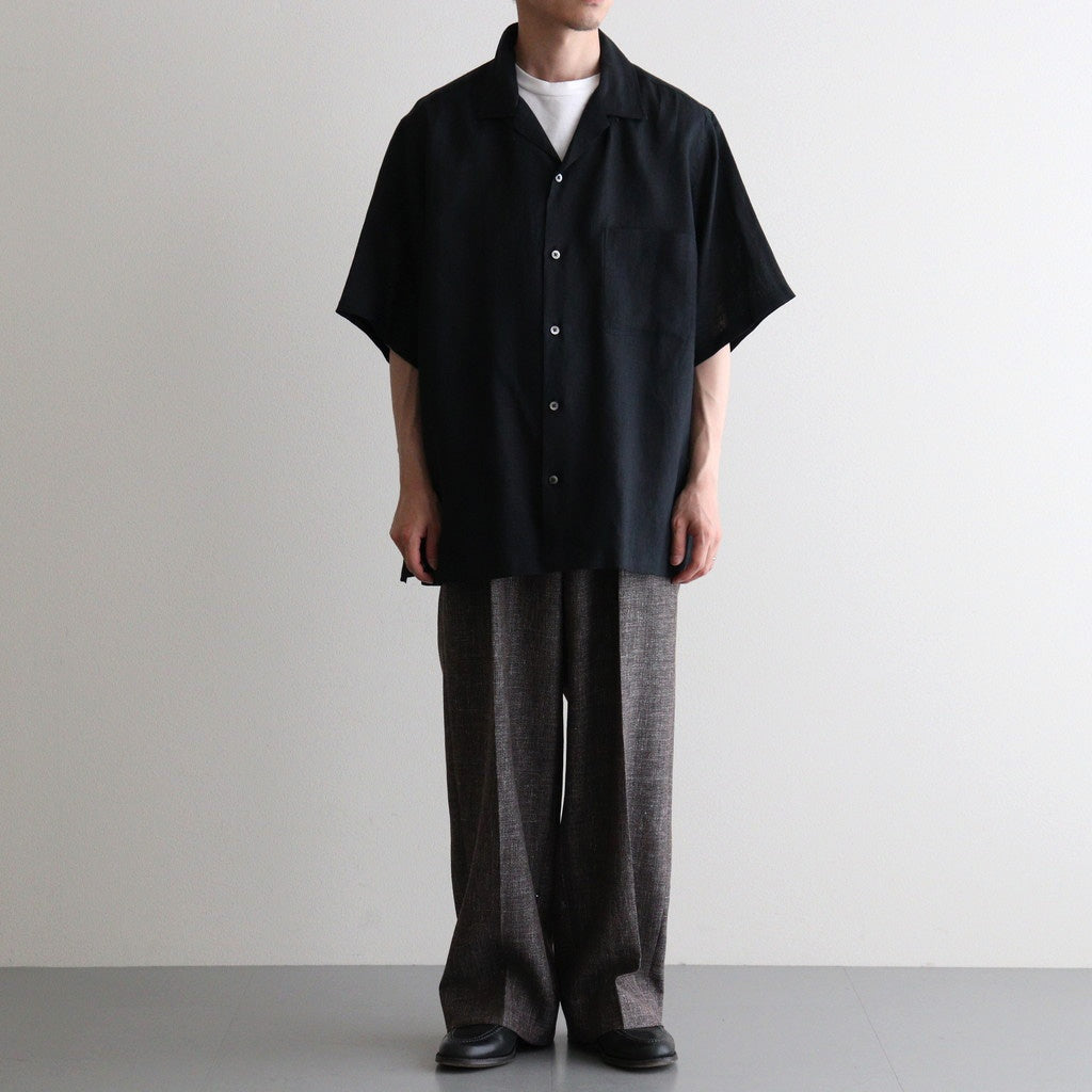NEW OPEN COLLAR S/S SHIRT #BLACK [A26B05SH01B]
