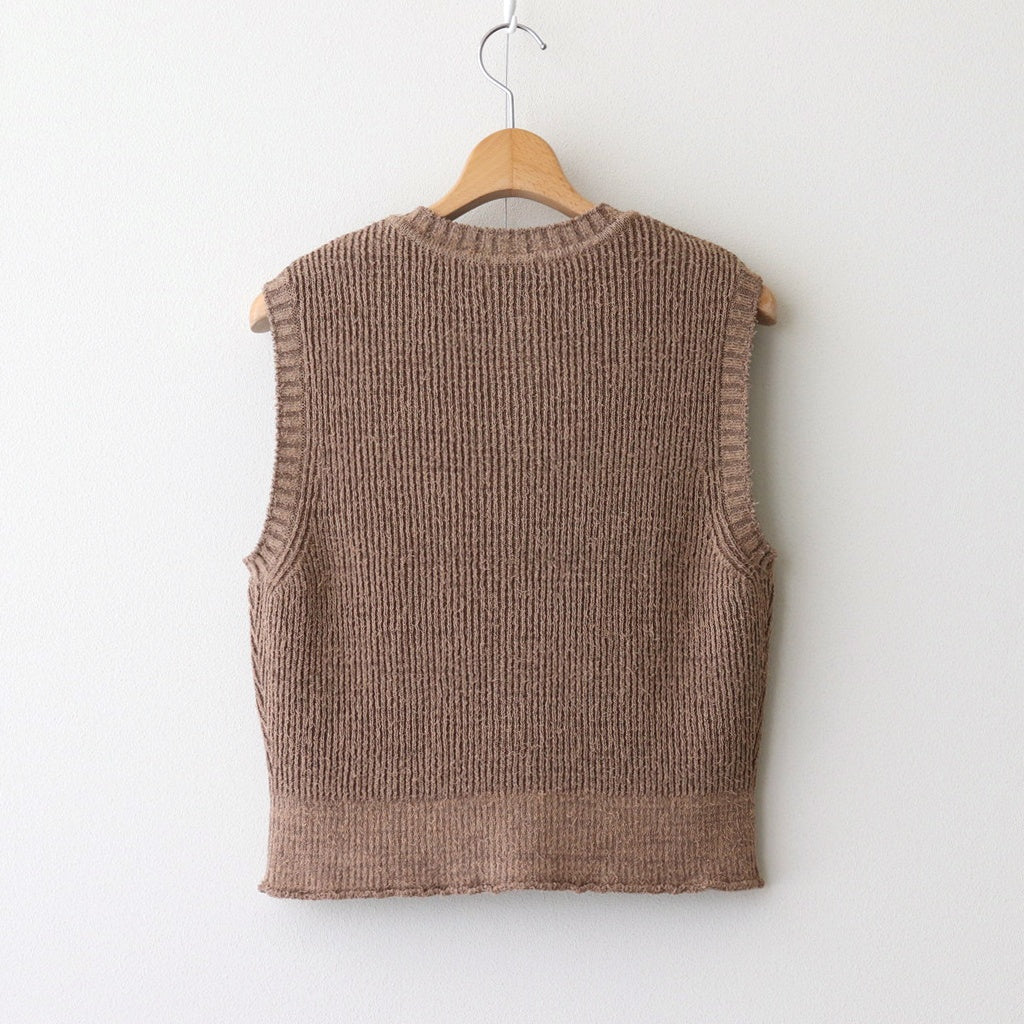 Cotton Snarl Yarn Knit Vest #BROWN [NEP-SS2533W]