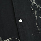 ORIGINAL PRINTED OPEN COLLAR SHIRTS (ANIMAL DRAWING) Short-sleeve #BLACK [261OJ-SH22]