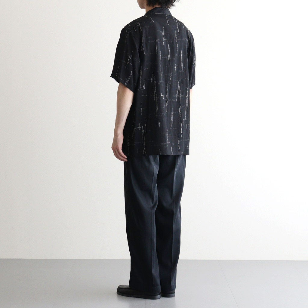 ORIGINAL PRINTED OPEN COLLAR SHIRTS (KASURI) Short-sleeve #BLACK [261OJ-SH20]