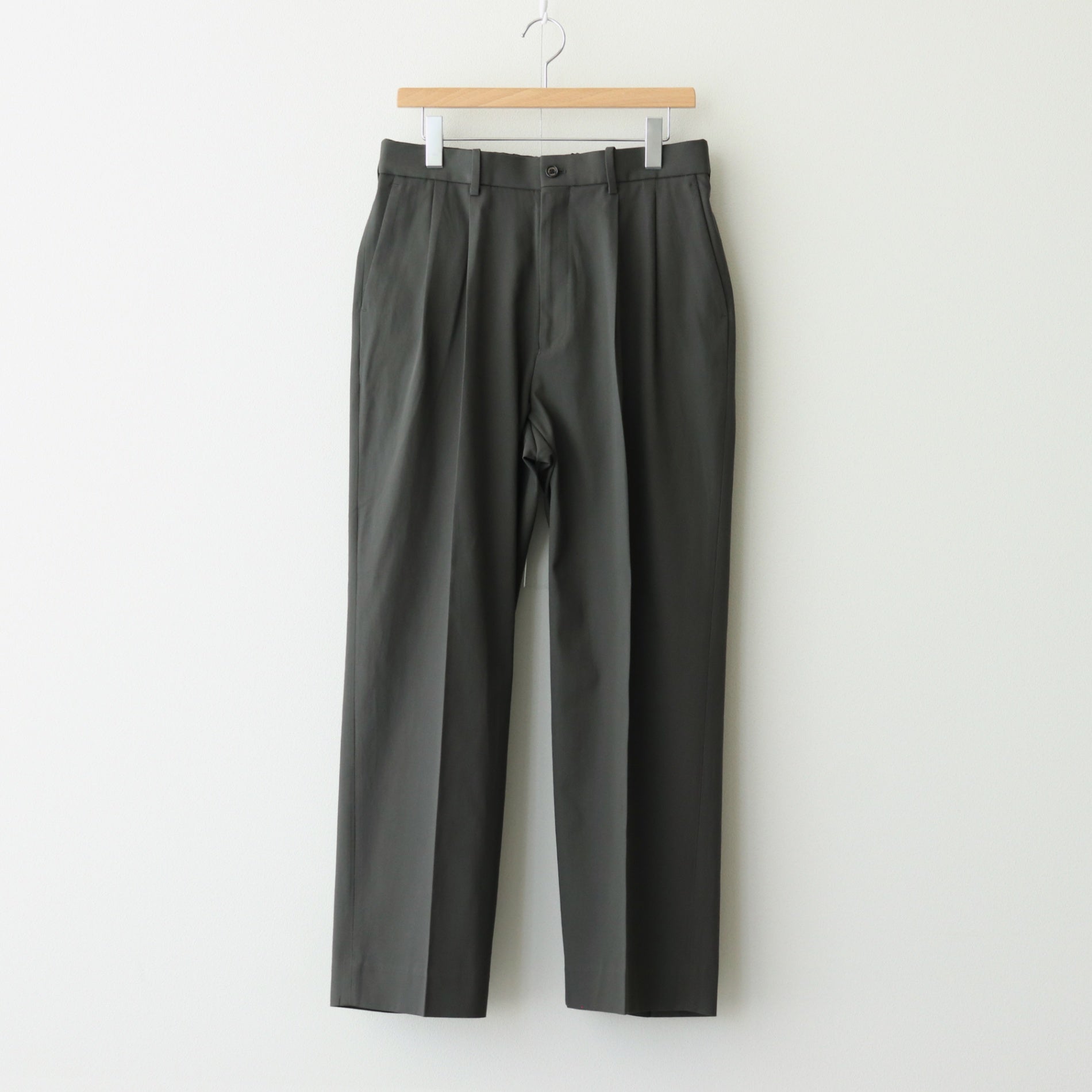 CLASSIC FIT DOUBLE PLEATED TROUSERS #DARK OLIVE [A25A05PT01C]
