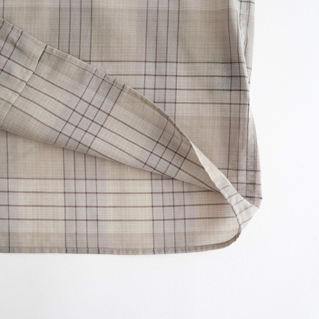 OPEN COLLAR S/S SHIRT #SAGE CHECK [M26A18SH02B]