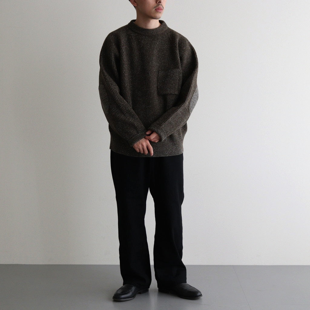 SILK NEP WOOL MOCK-NECK SWEATER #OLIVE STONE [242OJ-KN04 SILK NEP WOOL MOCK-NECK SWEATER #OLIVE STONE [242OJ-KN04