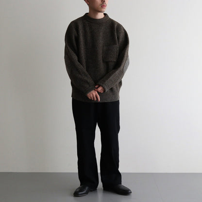 SILK NEP WOOL MOCK-NECK SWEATER #OLIVE STONE [242OJ-KN04]