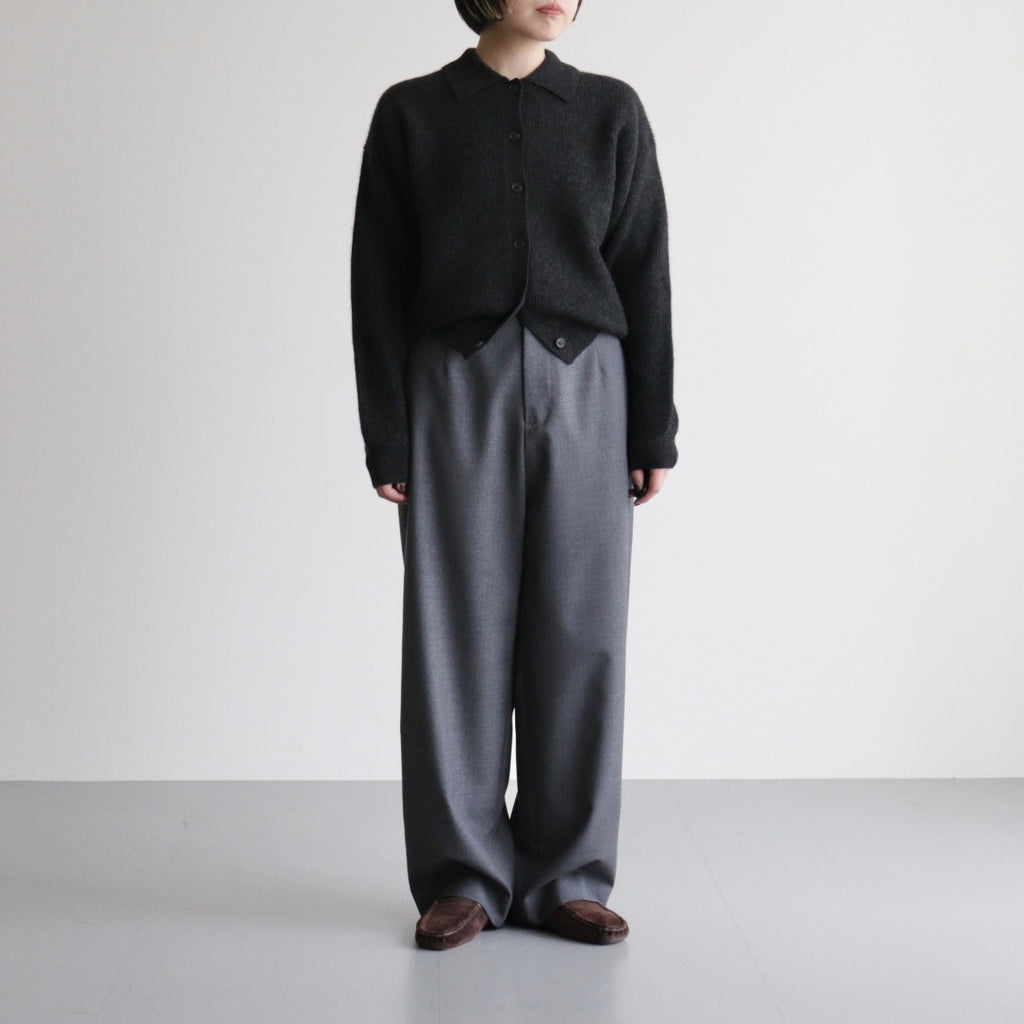 CASHMERE FOX POLO CARDIGAN #CHARCOAL [BN-25FL-044]