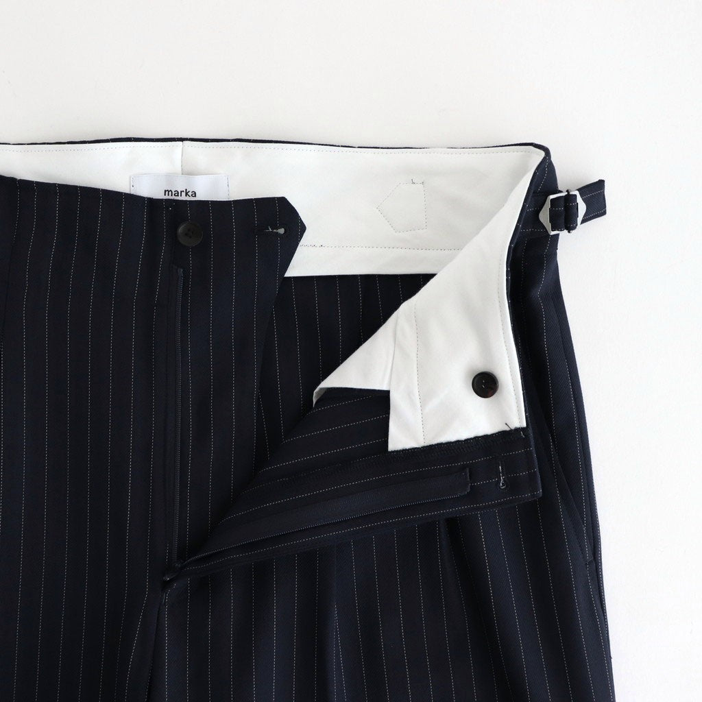 TWO TUCK MILITARY TROUSERS #NAVY STRIPE [M25C07PT01C]