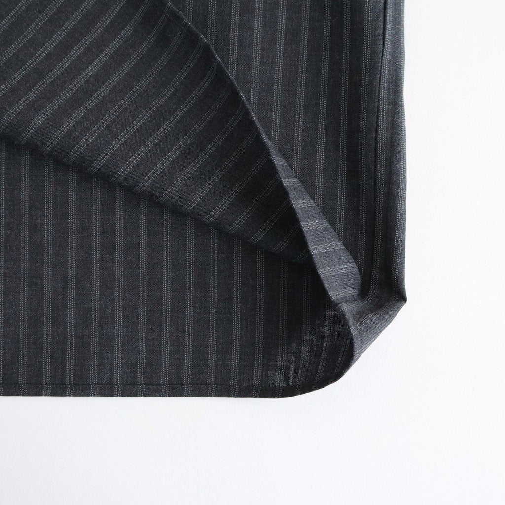 FLY FRONT OPEN COLLAR S/S SHIRT #GRAY STRIPE [M26A11SH02B]