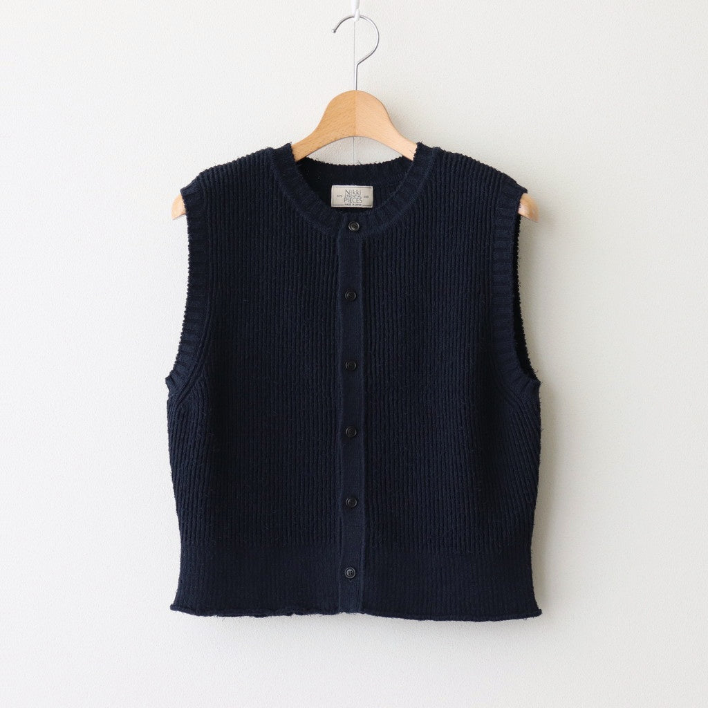 Cotton Snarl Yarn Knit Vest #NAVY [NEP-SS2533W]