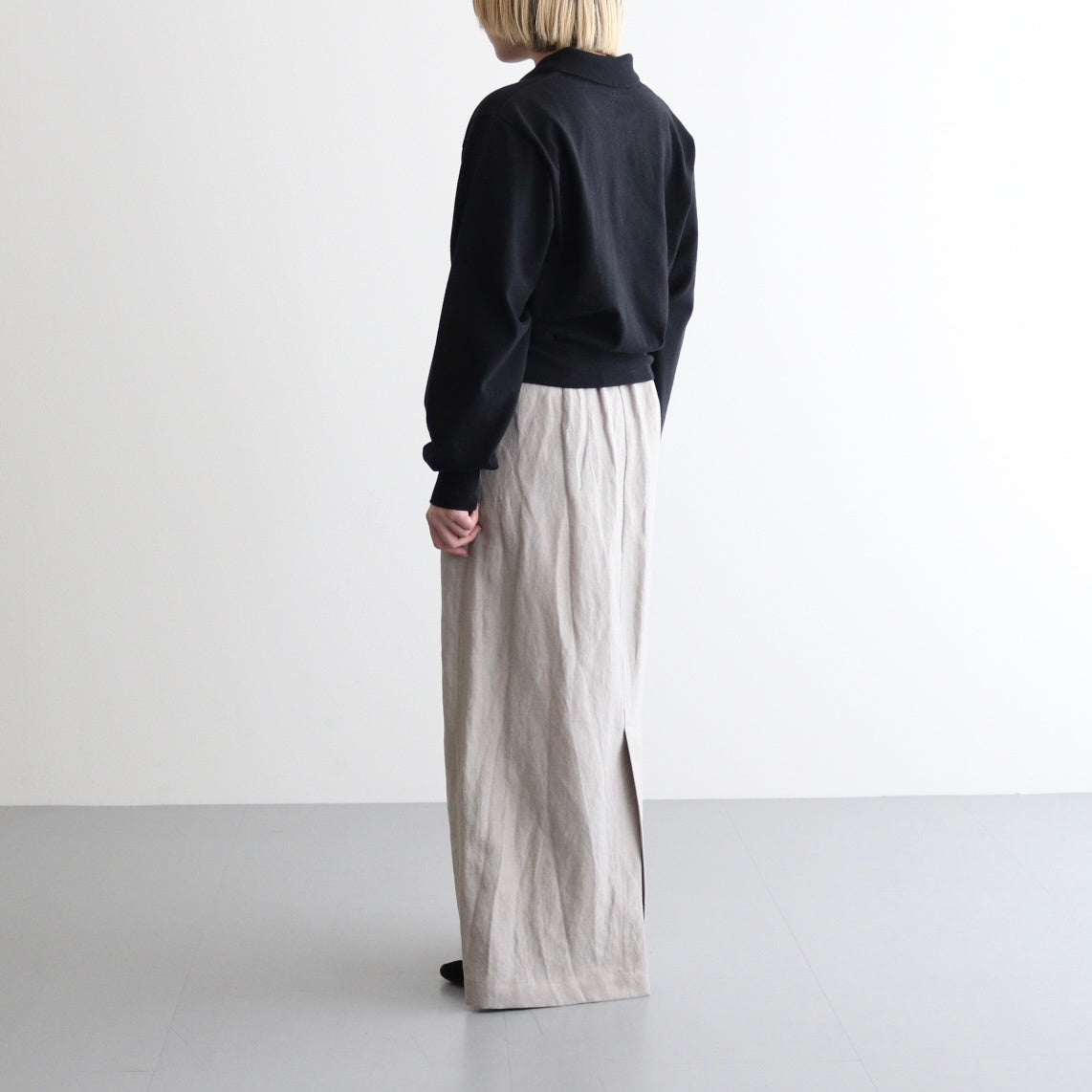 Co/Silk Nep Harf-Zip Shirt #Black [BHS25S037]