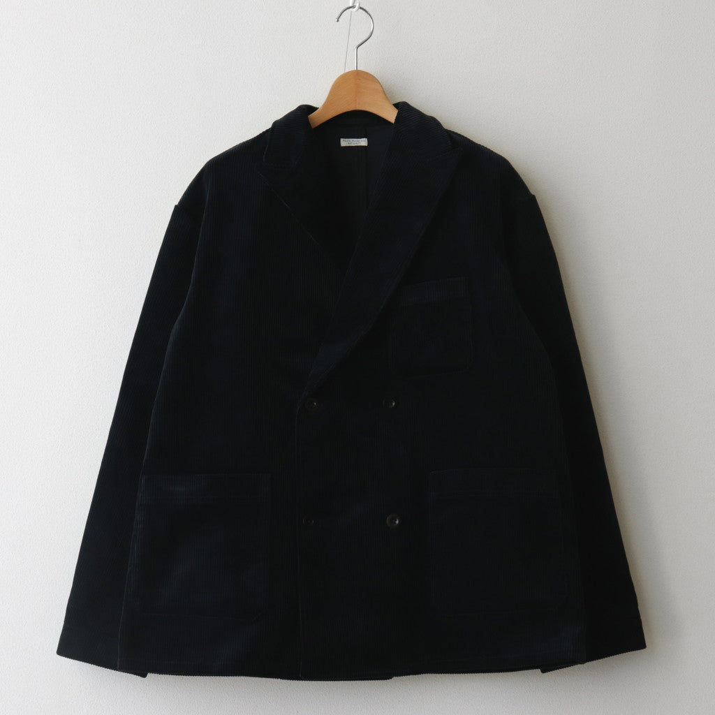 CORDUROY DOUBLE-BREASTED JACKET #GRAYISH NAVY [PMAQ-SJ04]