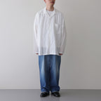 ORGANIC PERU PIMA COTTON LOAN OPEN COLLAR SHIRT #WHITE [A24A-18SH03C]