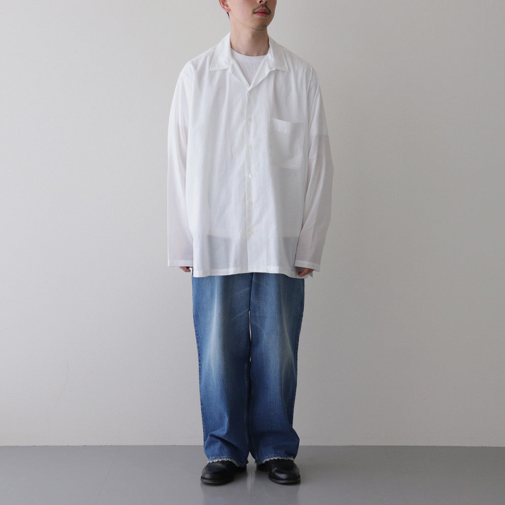 ORGANIC PERU PIMA COTTON LOAN OPEN COLLAR SHIRT #WHITE [A24A-18SH03C]