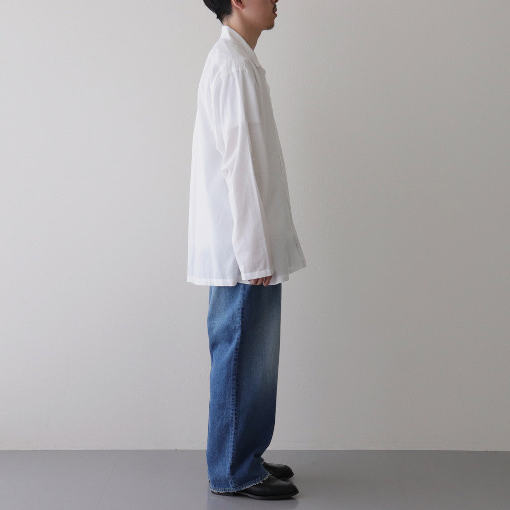 ORGANIC PERU PIMA COTTON LOAN OPEN COLLAR SHIRT #WHITE [A24A-18SH03C]