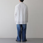 ORGANIC PERU PIMA COTTON LOAN OPEN COLLAR SHIRT #WHITE [A24A-18SH03C]