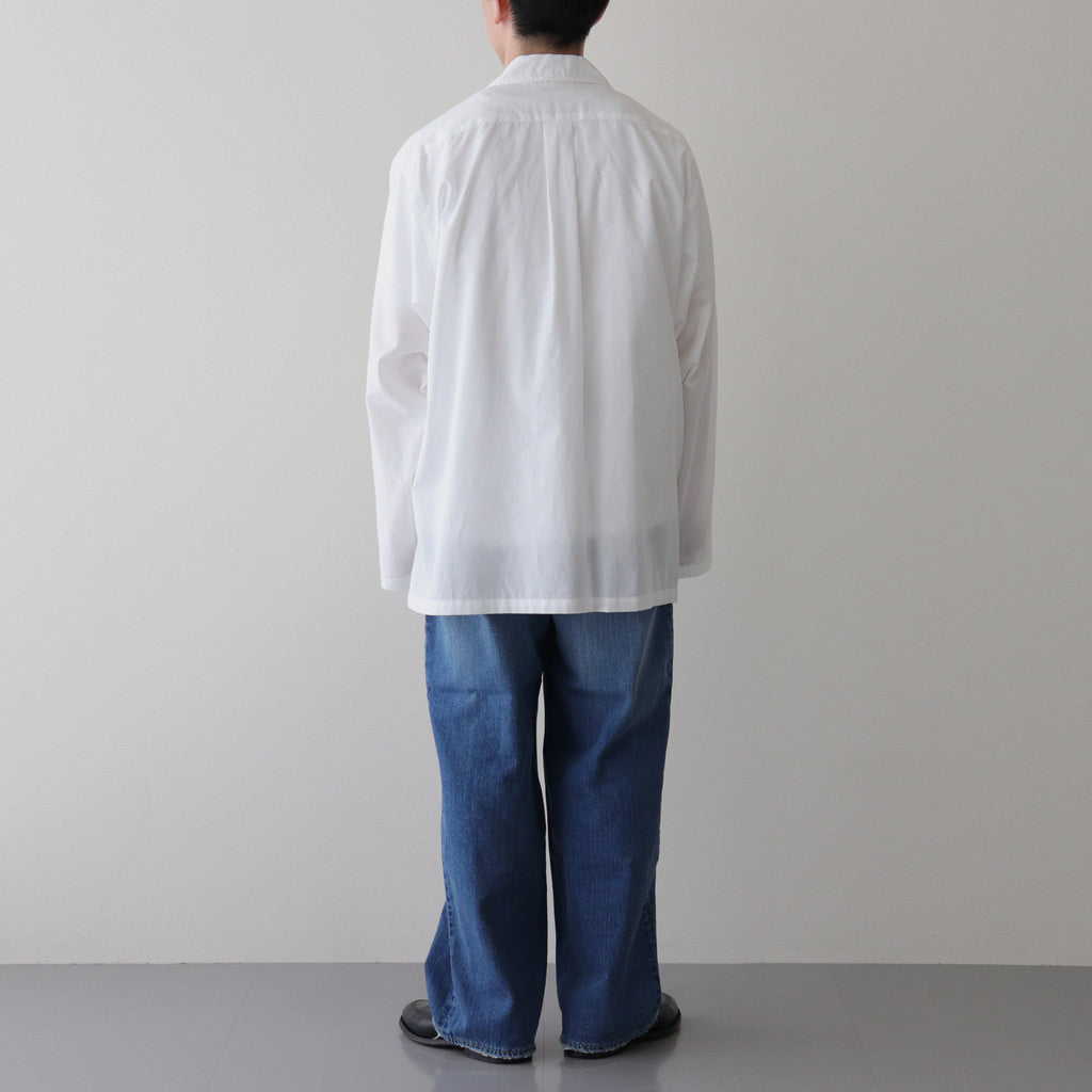 ORGANIC PERU PIMA COTTON LOAN OPEN COLLAR SHIRT #WHITE [A24A-18SH03C]