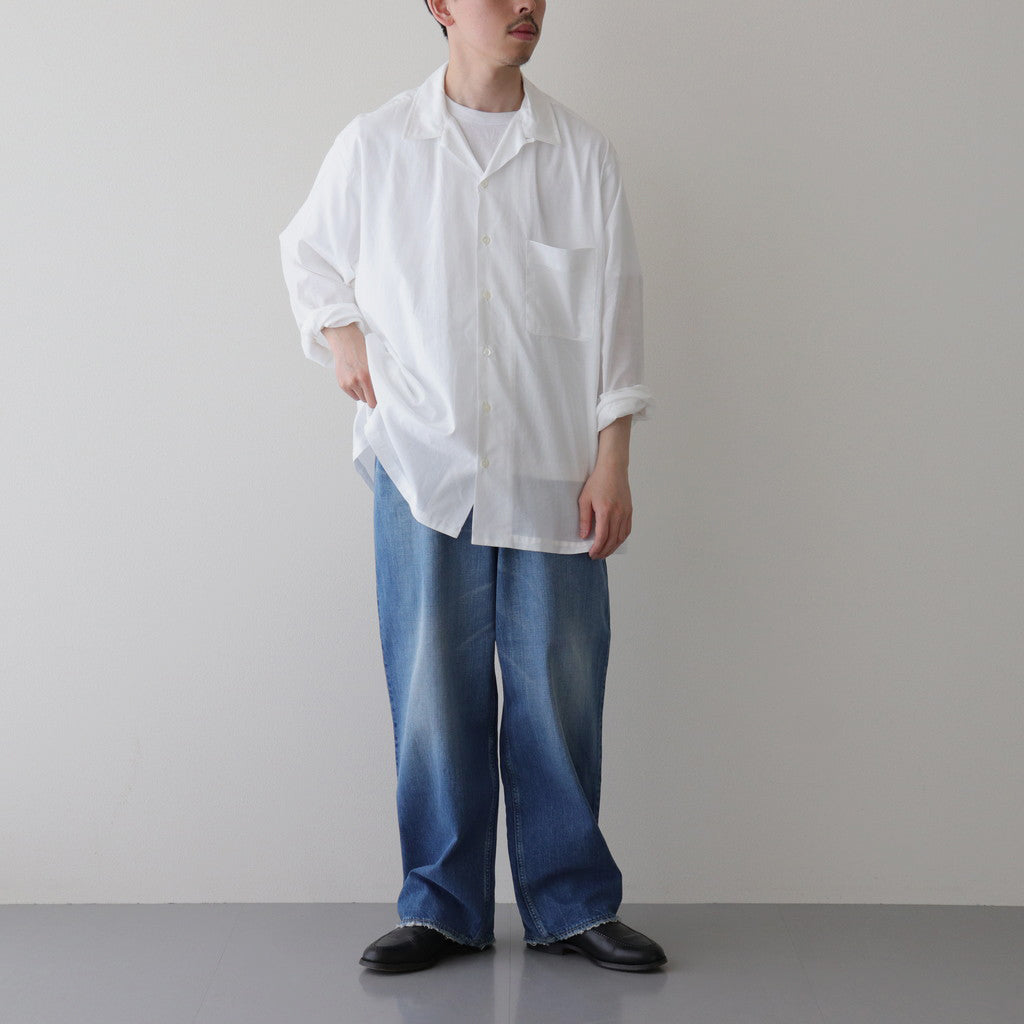 ORGANIC PERU PIMA COTTON LOAN OPEN COLLAR SHIRT #WHITE [A24A