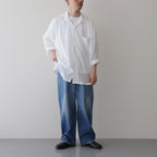 ORGANIC PERU PIMA COTTON LOAN OPEN COLLAR SHIRT #WHITE [A24A-18SH03C]