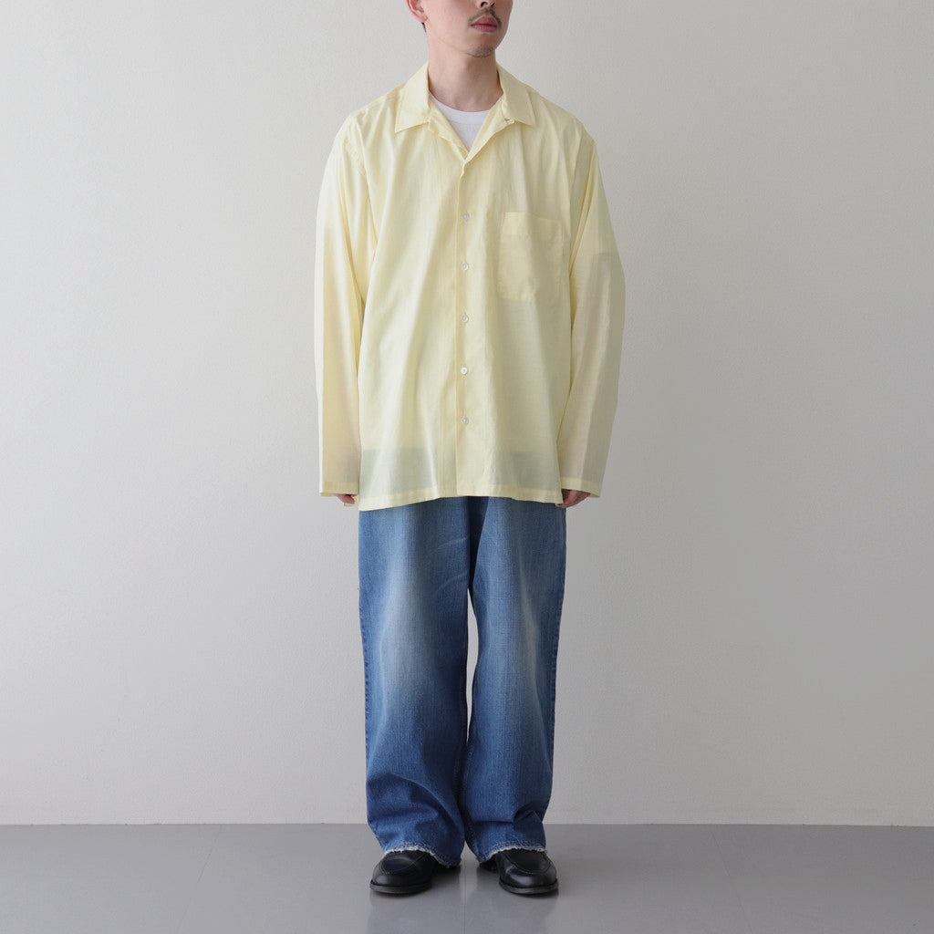ORGANIC PERU PIMA COTTON LOAN OPEN COLLAR SHIRT #YELLOW [A24A-18SH03C]