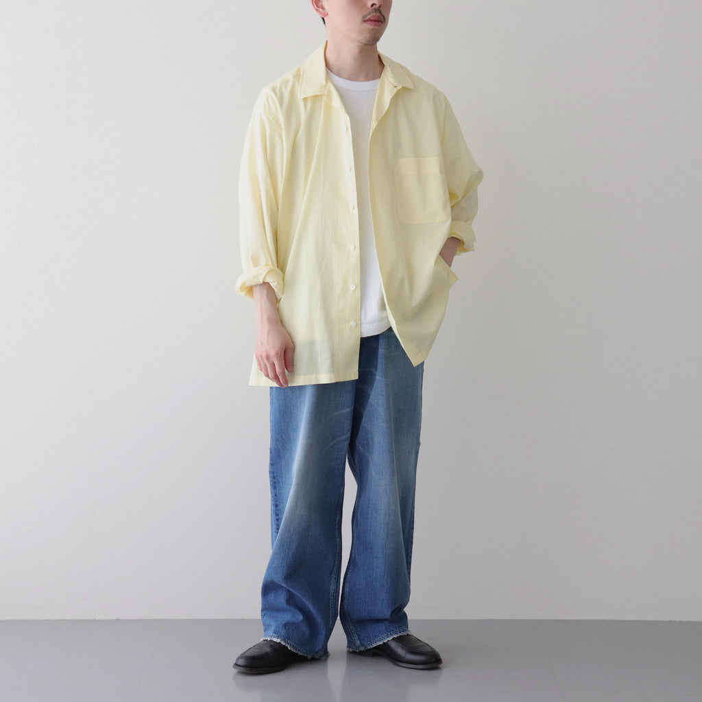 ORGANIC PERU PIMA COTTON LOAN OPEN COLLAR SHIRT #YELLOW [A24A-18SH03C]