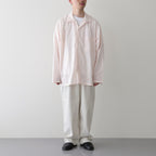 ORGANIC PERU PIMA COTTON LOAN OPEN COLLAR SHIRT #PINK [A24A-18SH03C]