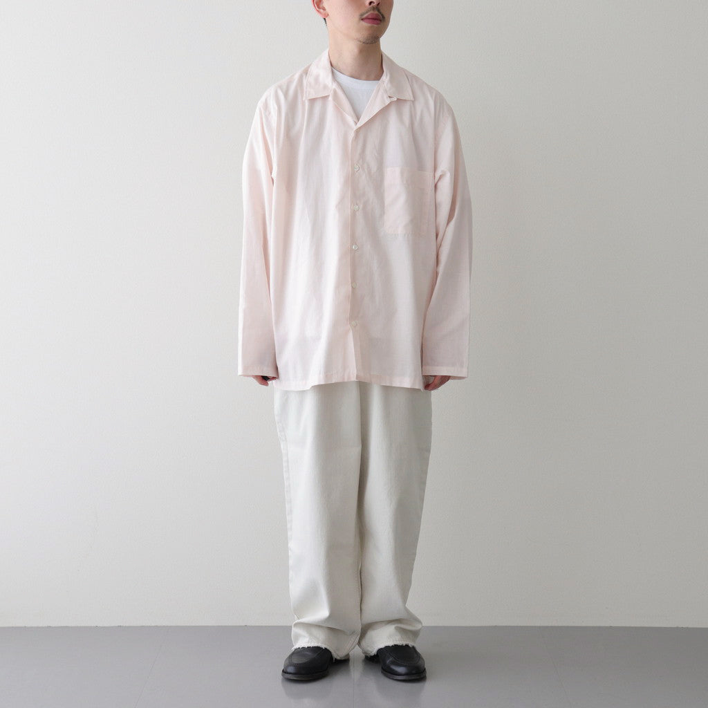 ORGANIC PERU PIMA COTTON LOAN OPEN COLLAR SHIRT #PINK [A24A-18SH03C]