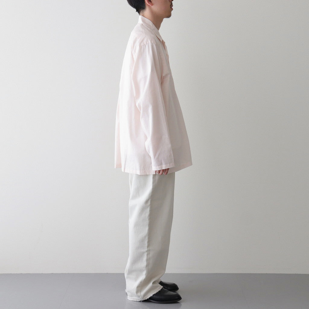 ORGANIC PERU PIMA COTTON LOAN OPEN COLLAR SHIRT #PINK [A24A-18SH03C]