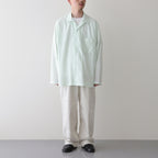 ORGANIC PERU PIMA COTTON LOAN OPEN COLLAR SHIRT #GREEN [A24A-18SH03C]