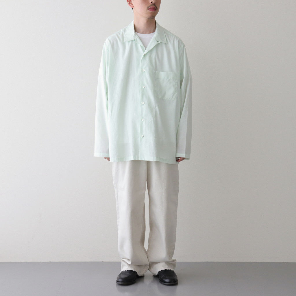 ORGANIC PERU PIMA COTTON LOAN OPEN COLLAR SHIRT #GREEN [A24A-18SH03C]