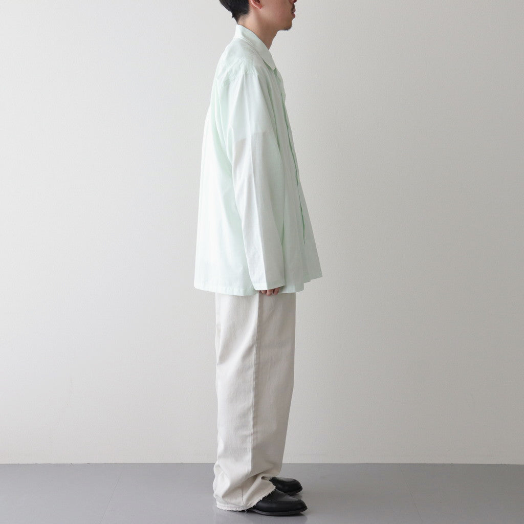 ORGANIC PERU PIMA COTTON LOAN OPEN COLLAR SHIRT #GREEN [A24A-18SH03C]