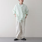 ORGANIC PERU PIMA COTTON LOAN OPEN COLLAR SHIRT #GREEN [A24A-18SH03C]