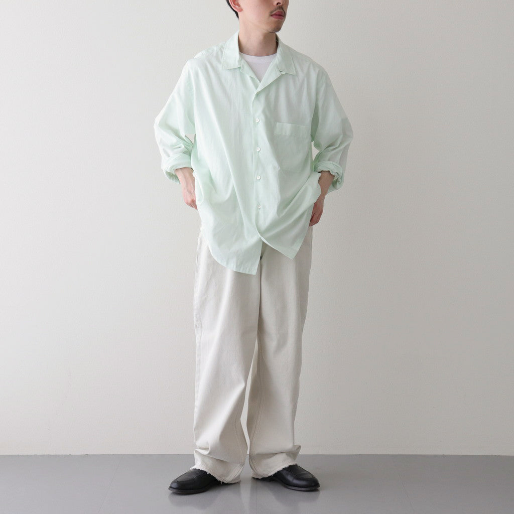 ORGANIC PERU PIMA COTTON LOAN OPEN COLLAR SHIRT #GREEN [A24A-18SH03C]