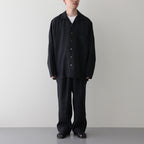 HEMP SHIRTING OPEN COLLAR SHIRT L/S #BLACK [A24A-16SH01C]