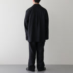 HEMP SHIRTING OPEN COLLAR SHIRT L/S #BLACK [A24A-16SH01C]