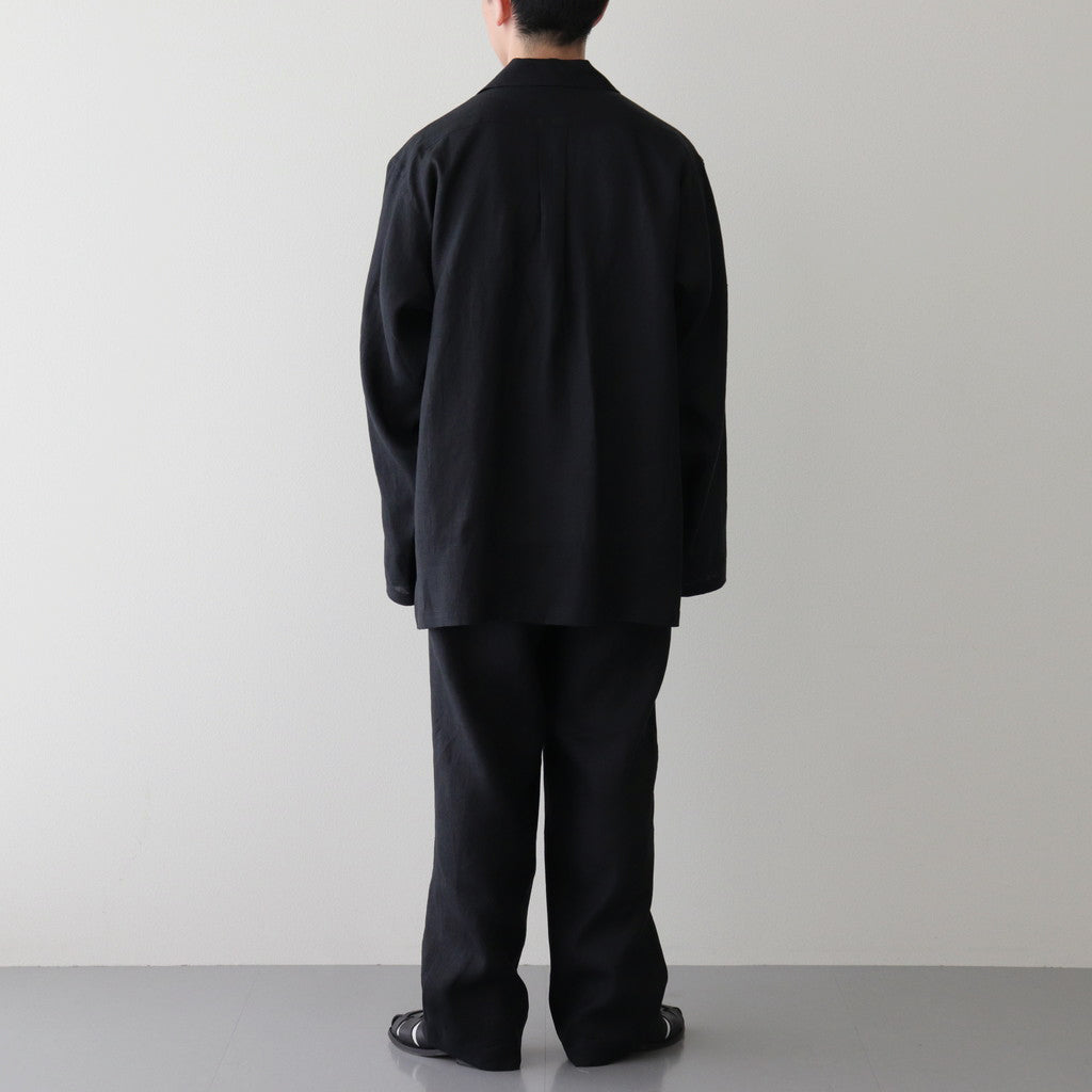 HEMP SHIRTING OPEN COLLAR SHIRT L/S #BLACK [A24A-16SH01C]