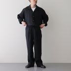 HEMP SHIRTING OPEN COLLAR SHIRT L/S #BLACK [A24A-16SH01C]