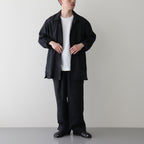HEMP SHIRTING OPEN COLLAR SHIRT L/S #BLACK [A24A-16SH01C]