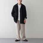 HEMP SHIRTING OPEN COLLAR SHIRT L/S #BLACK [A24A-16SH01C]