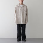 HEMP SHIRTING OPEN COLLAR SHIRT L/S #TAUPE [A24A-16SH01C]