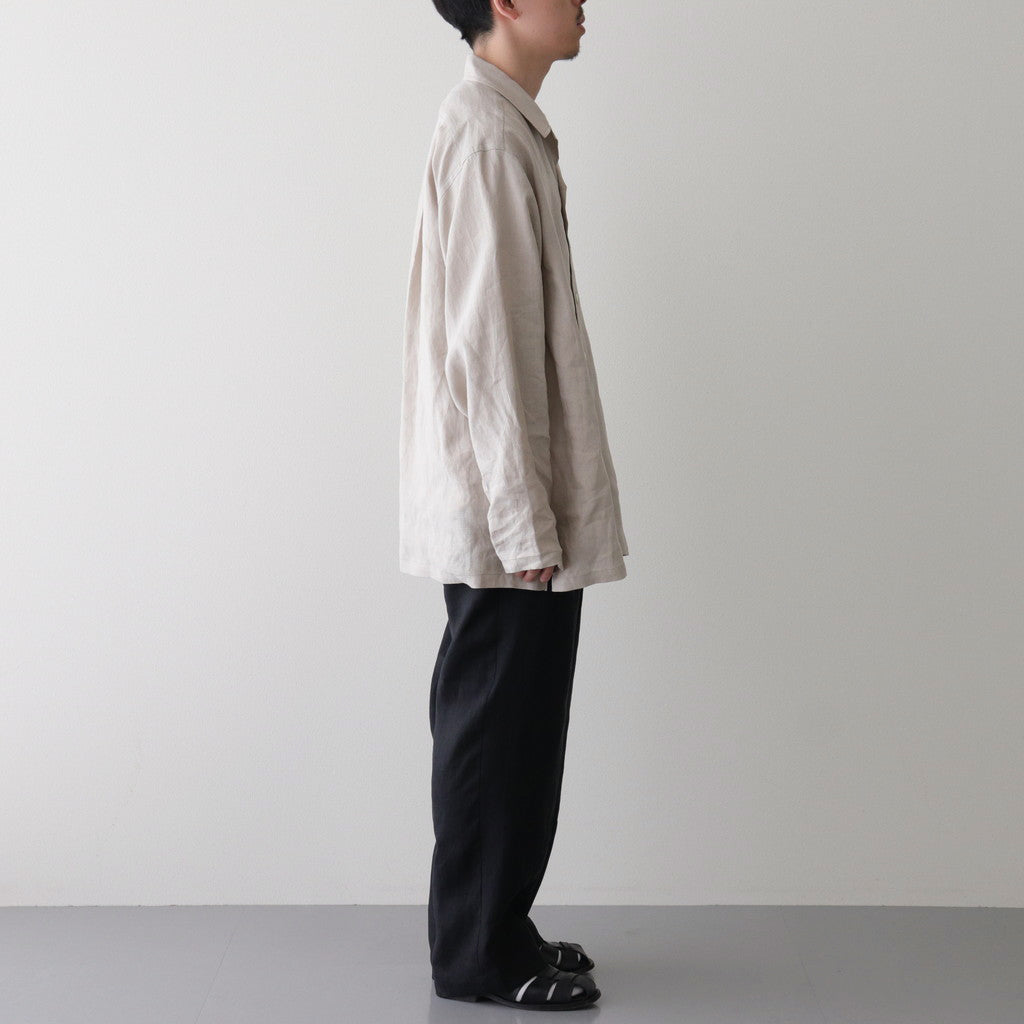 HEMP SHIRTING OPEN COLLAR SHIRT L/S #TAUPE [A24A-16SH01C]